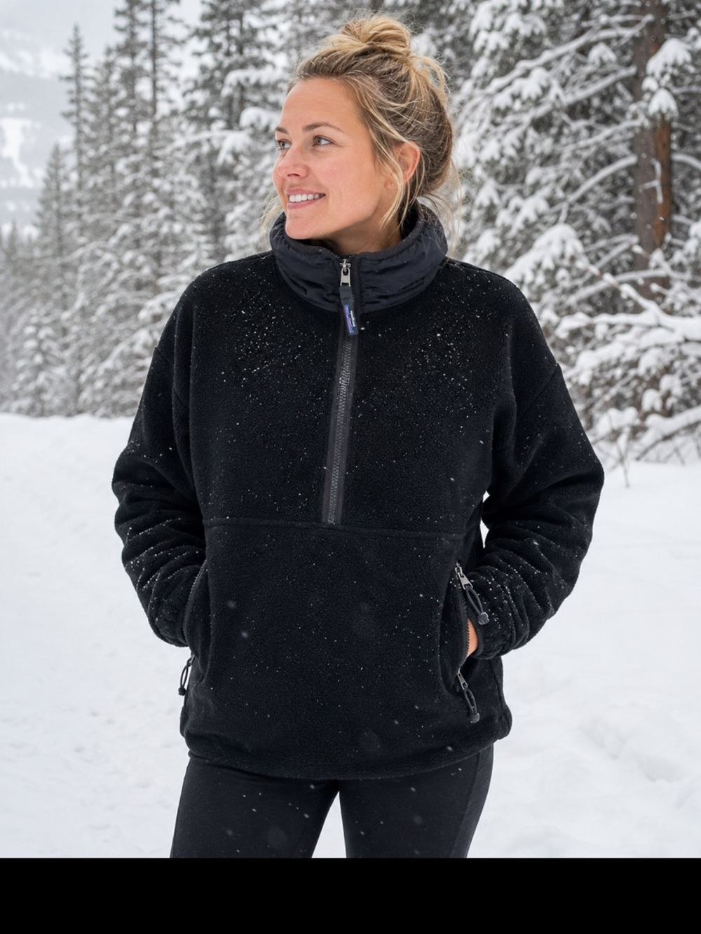 Patagonia Women's Black Fleece Half-Zip Pullover Jacket. Xs